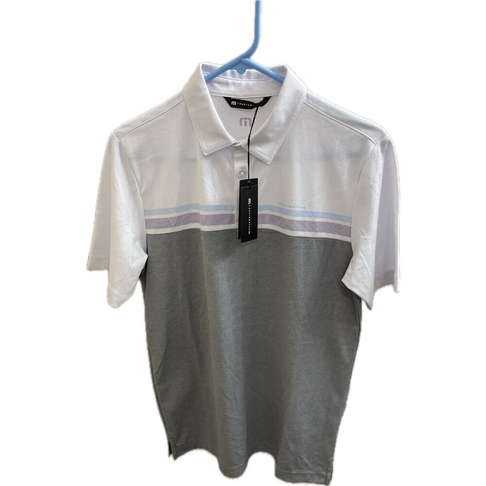 Travis Mathew White/Grey "First Timer" Polo Golf Shirt Mens Size Large - S